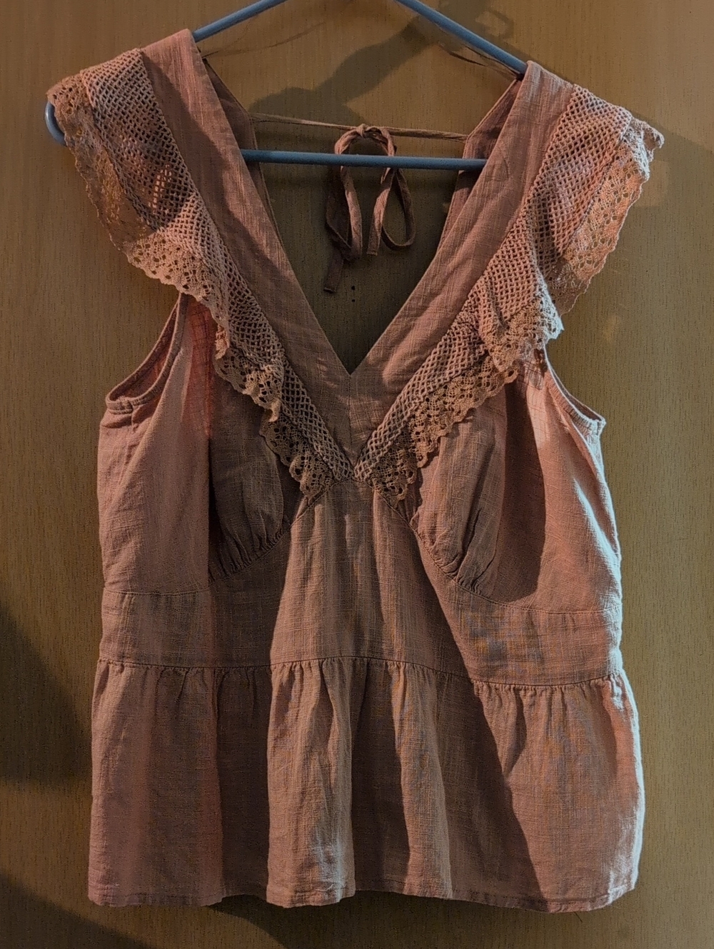 Old Navy Dusty Rose Crochet-Trim Tank Top